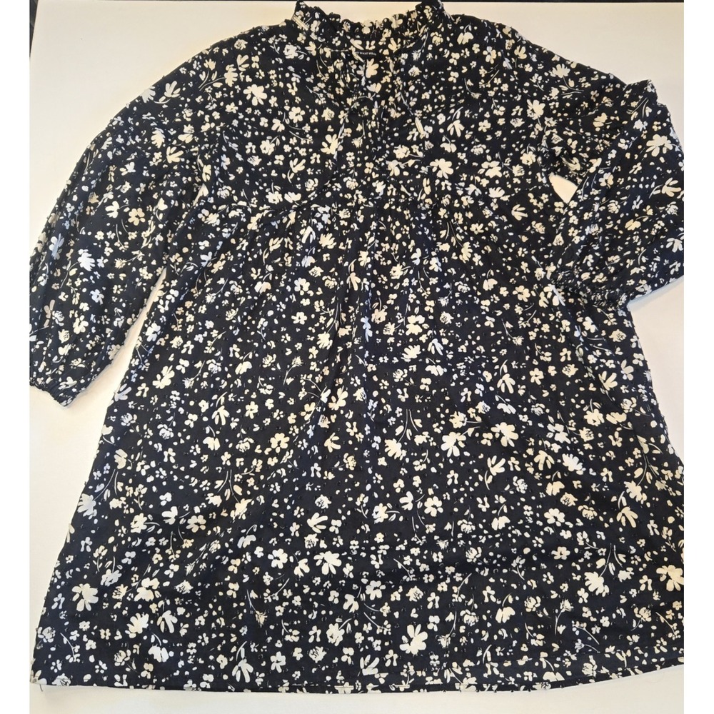Who What‎ Wear Black Floral Textured Baby Doll Dress SIze Med